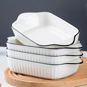 Gift Ceramic White Baking Plate Dish 10 Inch White Porcelain Bowl