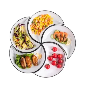 Ceramic Moon-Shaped Nordic Design Dinner Plate Combo Porcelain Tableware Set 5 Platters Wedding Decorative Party Gift