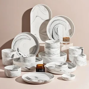 2025 New Chinese Ink Wash Ceramic Bowl Plate Set Rice Soup Noodle Steak Eating Tableware for Household