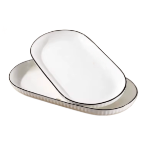 Oval Ceramic Tray with Double Handles